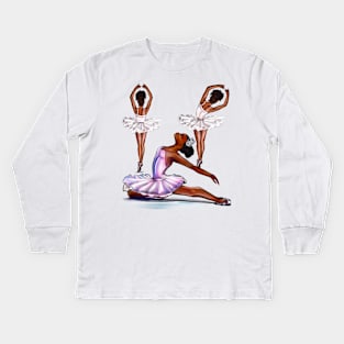 African American  ballerina -#010 brown skin ballerinas. Top 100 best ballet gifts Kids Long Sleeve T-Shirt